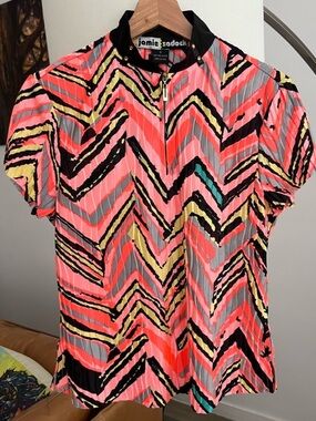 Jamie Sadock Bright 1/4 Zip Textured Short Sleeve Golf Polo